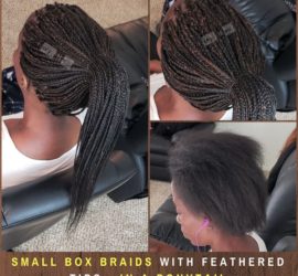 Small Box Braids with Feathered Ends - Tips - In a PonyTail - Izey Hair - Las Vegas, NV