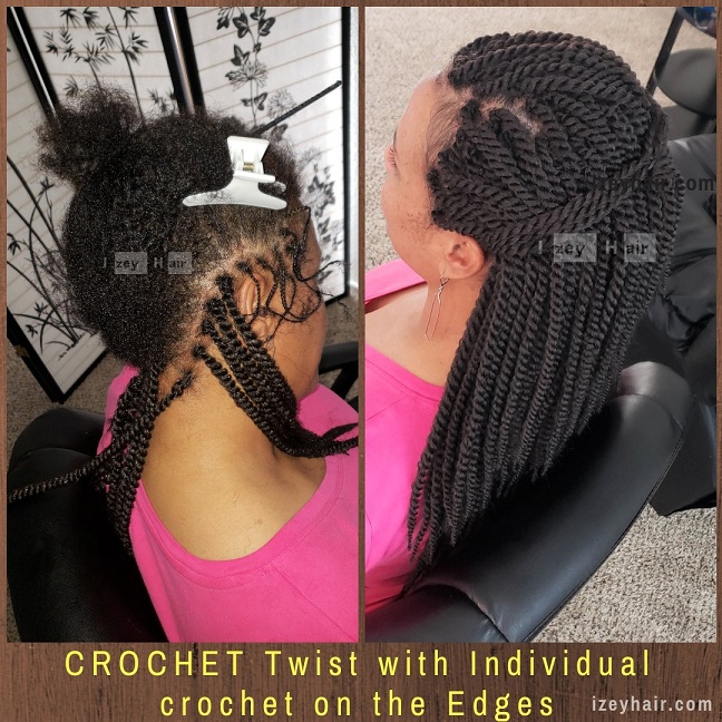 CROCHET Braids Twist with Individual crochet on the Edges - Izey Hair - Las Vegas, NV