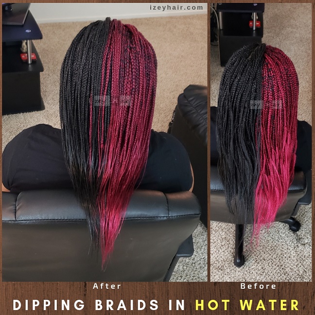 Dipping Braids in Hot Water - Before & After. And How To Dip Your Braids