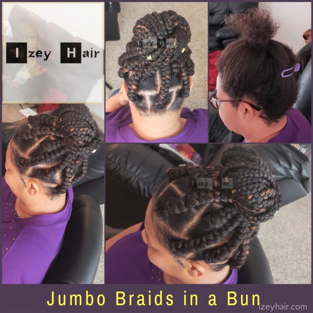 Jumbo Braids in a Bun - Izey Hair - Las Vegas, NV
