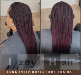 Long Individuals (Box Braids) BLACK and BURGUNDY - Izey Hair - Las Vegas, NV