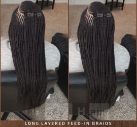 Long Layered Feed-in Braids (Cornrows) - Izey Hair - Las Vegas, NV