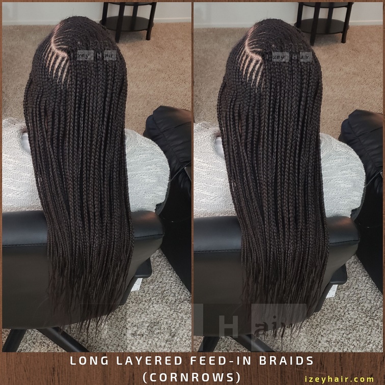 Long Layered Feed-in Braids (Cornrows) - Izey Hair - Las Vegas, NV