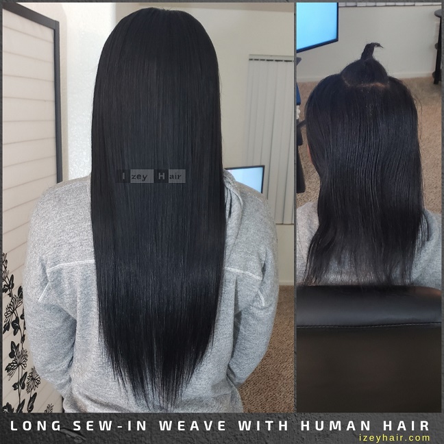 Long Sew-In Weave with Human Hair - Izey Hair - Las Vegas, NV