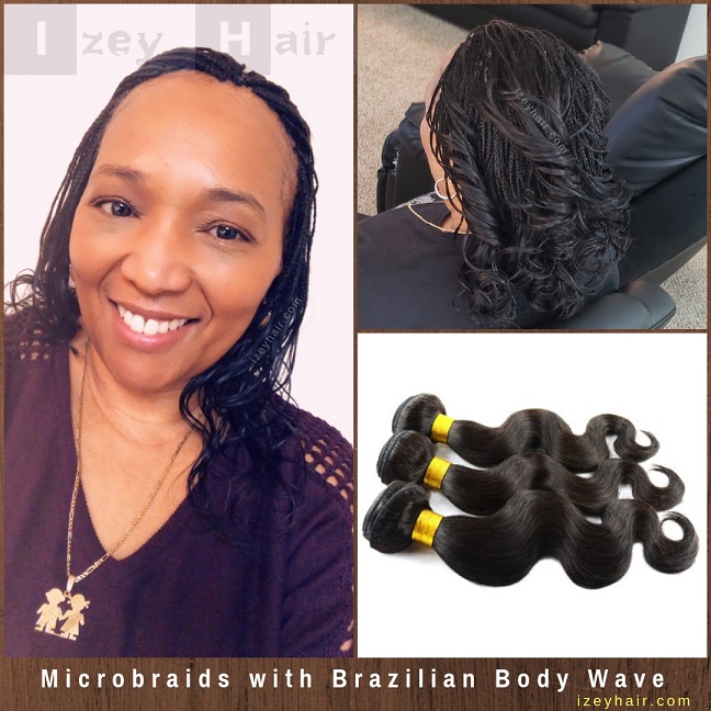 Microbraids with Brazilian Body Wave 100% Unprocessed Human Hair - Izey Hair - Las Vegas, NV