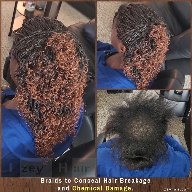 Braids to Conceal Hair Breakage and Chemical Damage - Izey Hair - Las Vegas, NV