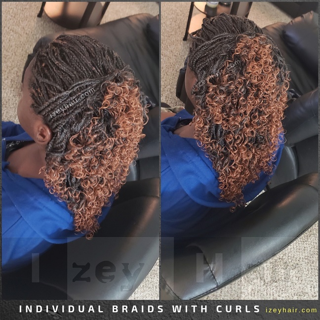 Individual Braids with Curls - Izey Hair - Las Vegas, NV