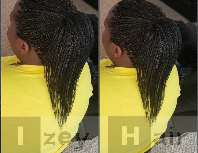 Senegalese Twists in a Ponytail. Black (#1) with Blond (#27)- Izey Hair - Las Vegas, NV