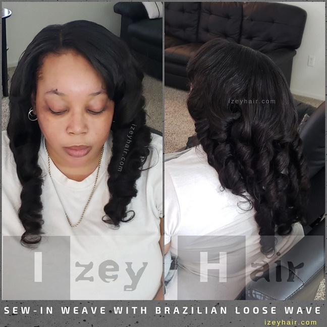 Sew-In Weave with Human Hair - Brazilian Loose Wave - Izey Hair - Las Vegas, NV (1)