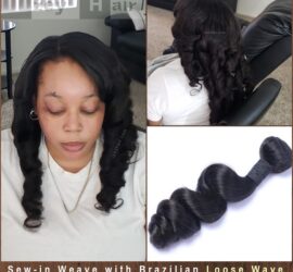Sew-in Weave with Brazilian Loose Wave Hair Bundles - Izey Hair - Las Vegas, NV