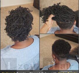 Undercut Braids - Shaved Sides with Kinky Twists with RastAfri Malibu Afro Kinky Braiding Hair- Izey Hair - Las Vegas, NV