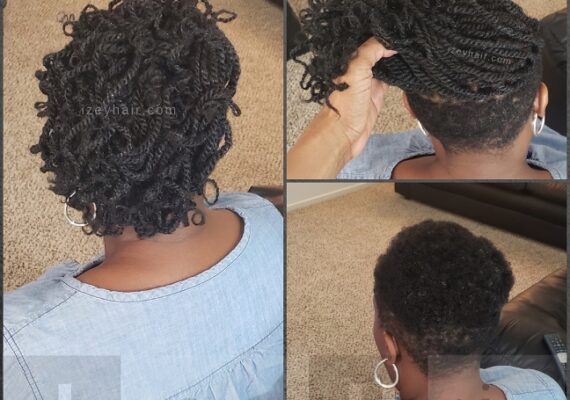 Undercut Braids - Shaved Sides with Kinky Twists with RastAfri Malibu Afro Kinky Braiding Hair- Izey Hair - Las Vegas, NV