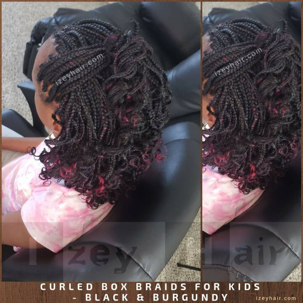 Braids for kids. Box Braids. Black and Burgundy