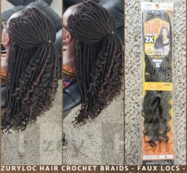 ZuryLoc Hair Crochet Braids - Faux Locs - GODDESS LOCS - Colors 4 and 33 - Las Vegas, NV