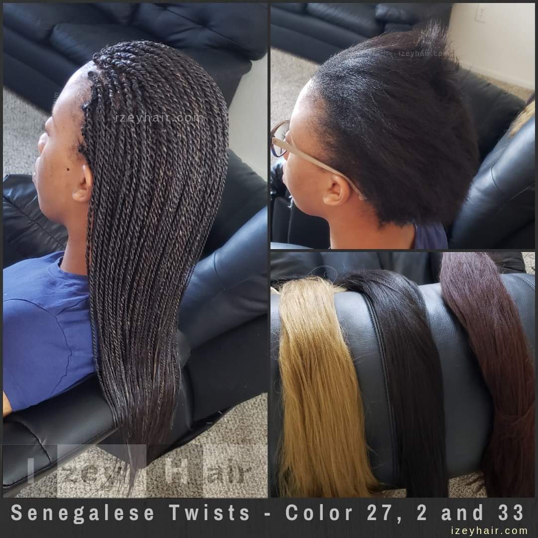 Braids with Color - Senegalese Twists (Color 2, 27 and 33)