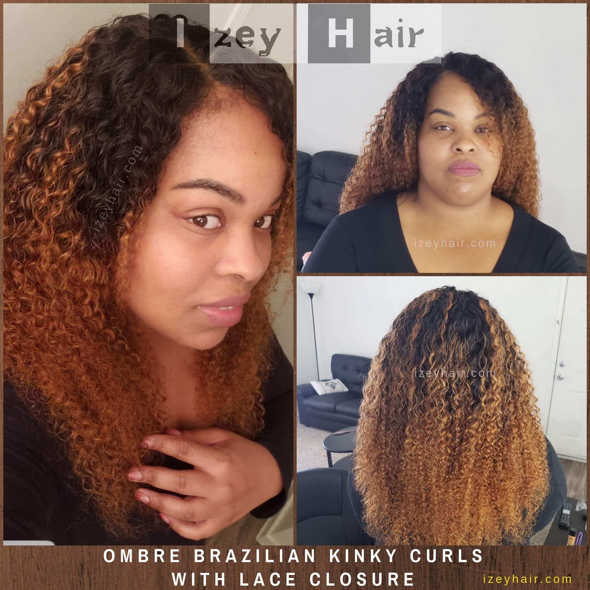 Ombre Brazilian Kinky Curls - Bundles and Closure