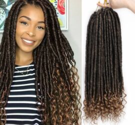 1B/27 - 20 Inches - Goddess Locs - Crochet Hair Braiding - Pre-Looped Faux Locs with Curly Ends