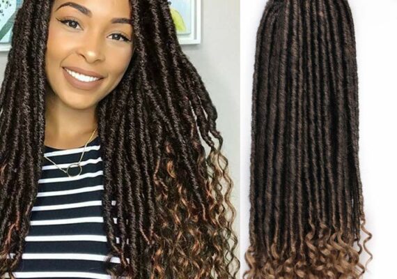 1B/27 - 20 Inches - Goddess Locs - Crochet Hair Braiding - Pre-Looped Faux Locs with Curly Ends