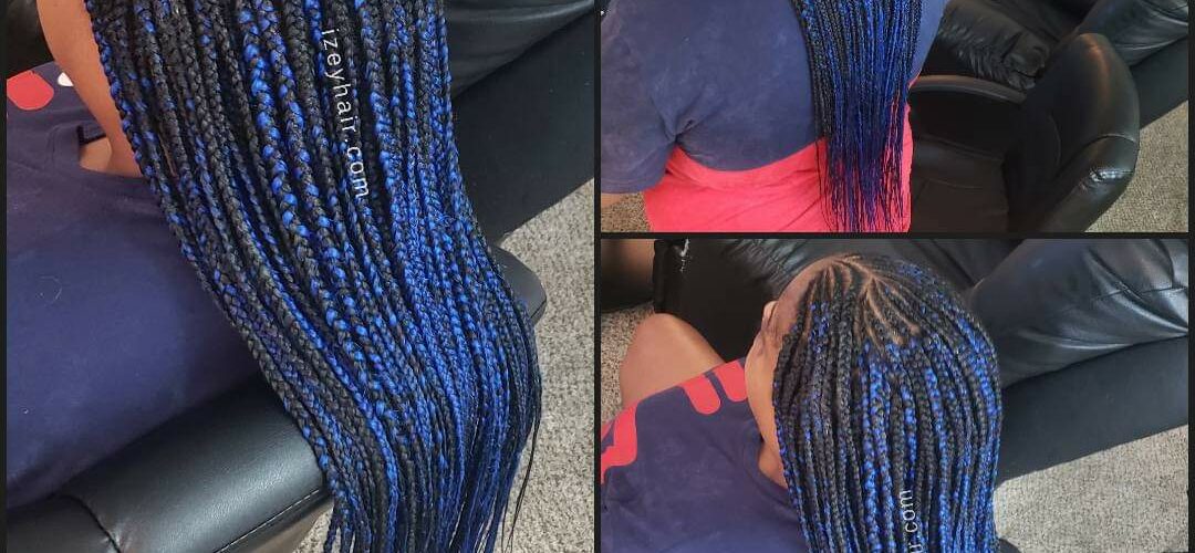 Box Braids with Feed ins - Black and Blue
