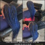 Box Braids with Feed ins - Black and Blue