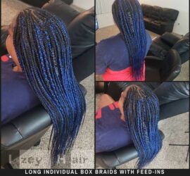 Box Braids with Feed ins - Black and Blue
