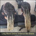 Undercut Shaved Sides Long Ombre Box Braids (Blond 27 613 -Black 1B)