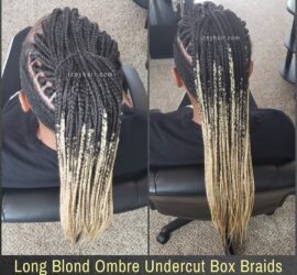 Undercut Shaved Sides Long Ombre Box Braids (Blond 27 613 -Black 1B)