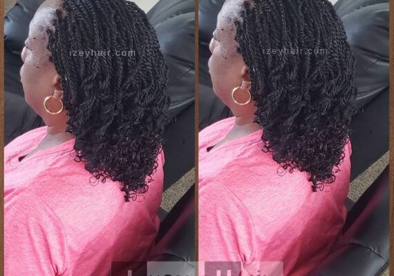 Short Senegalese Twists Curled with Flexirods