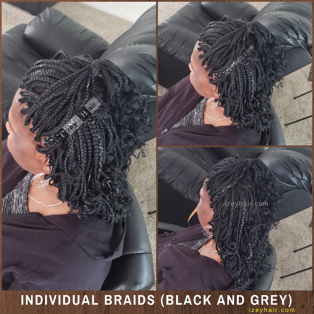 Individual Braids (Black and Grey/White/Silver)