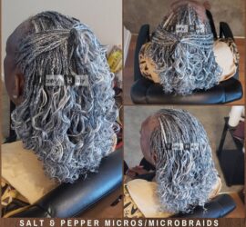 Salt and Pepper Micros (Microbraids) With Extra Silver Highlights