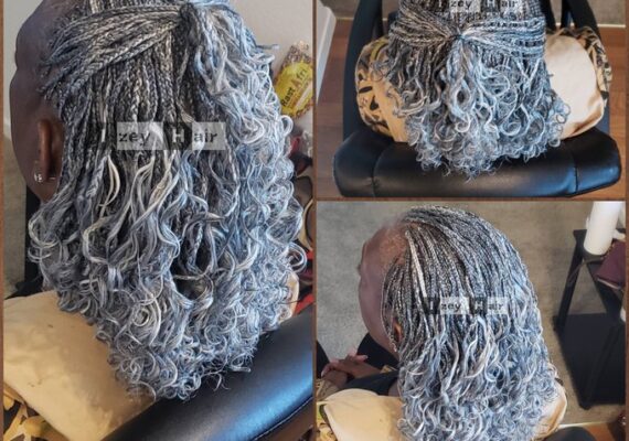 Salt and Pepper Micros (Microbraids) With Extra Silver Highlights
