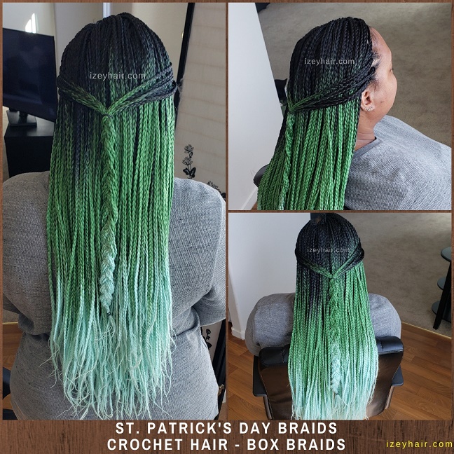 St. Patrick's Day Ombre Crochet Braids (Green Braids - Individual