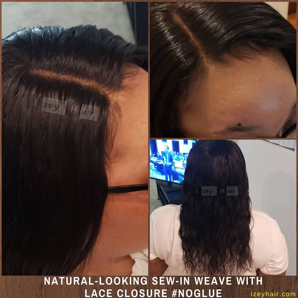 Natural-Looking Brazilian Water Wave Sew-in Weave with Lace Closure