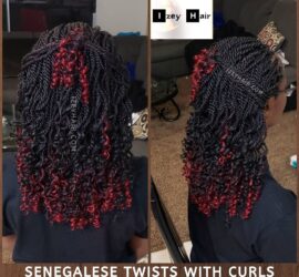 Beautiful Curly Senegalese Twists (Black With A Splash Of Burgundy)