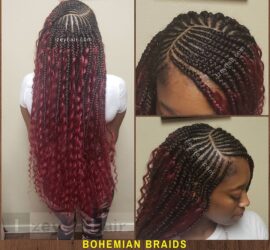 Bohemian Braids - Feedin Braids - Cornrows with Individual Box Braids