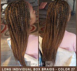 Color 27, Blond, Long Individual Box Braids