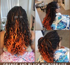 Orange and Black Microbraids