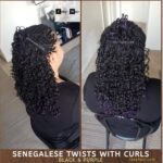 Black Curly Senegalese Twists with Dark Purple Highlights