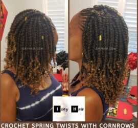Crochet Braids - Spring Twists with Cornrows. 1B 27 (Las Vegas Braider)