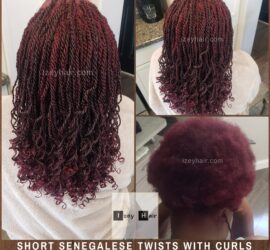 T1B Burgundy - Short Senegalese Twists with Curls
