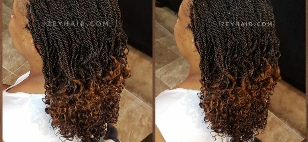 Small Senegalese Twists - Curled with Rods and Hot Water.