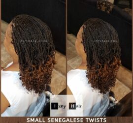 Small Senegalese Twists - Curled with Rods and Hot Water.