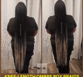 Knee-Length Ombre Box Braids by Izey Hair. Color 1B and 613