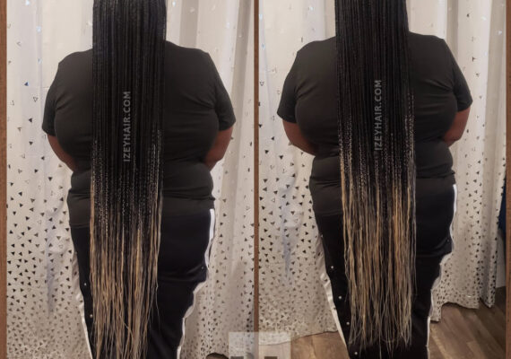 Knee-Length Ombre Box Braids by Izey Hair. Color 1B and 613