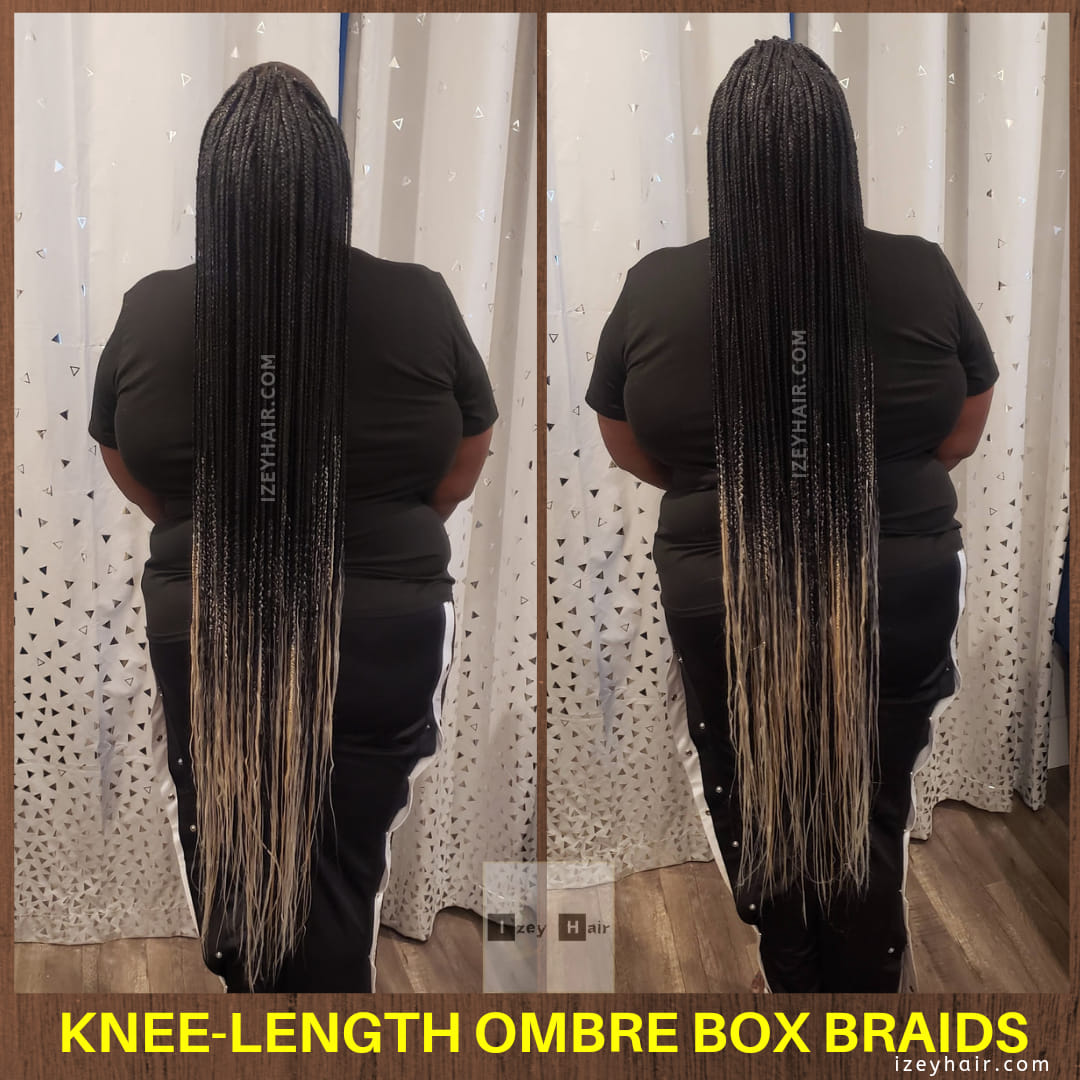 Knee-Length Ombre Box Braids by Izey Hair. Color 1B and 613